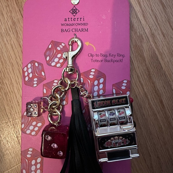 Atterri Viral Bag Charm w Tassel Viva Vegas Keychain - Picture 2 of 3